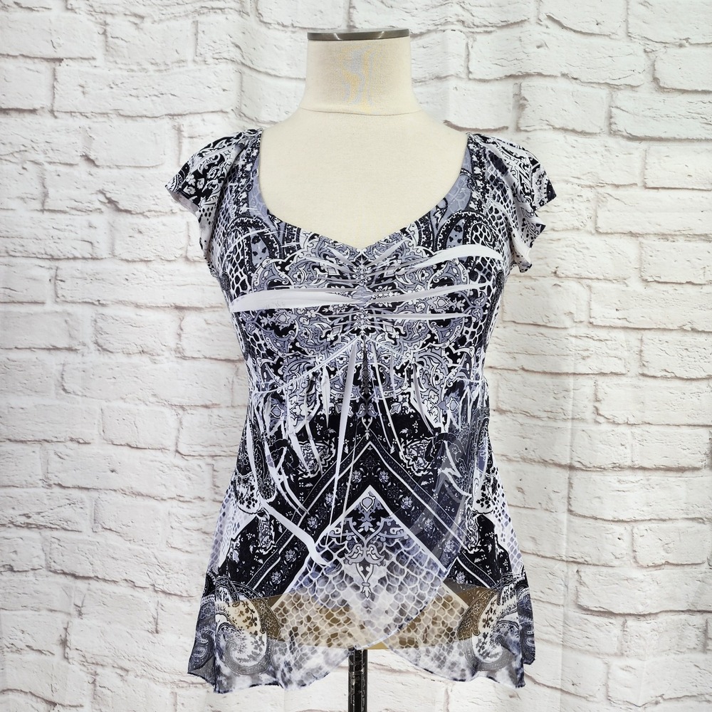 Vintage Y2K Babydoll Top SP Fairy Grunge Sheer Festival Boho Festival *Stain*